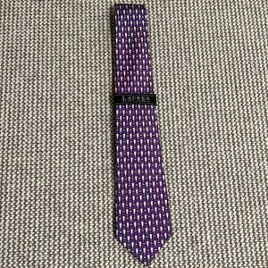 NWT Lauren Ralph Lauren Mens Tie - Purple with Champaign Glass Print